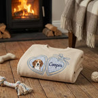 Custom Pet Portrait Embroidered Sweatshirt with Gingham Locket Heart Coquette